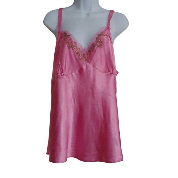 Cotton Express Pink Y2K Babydoll Cami Top 100% Silk 3X Floral Fairy - Picture 1 of 10